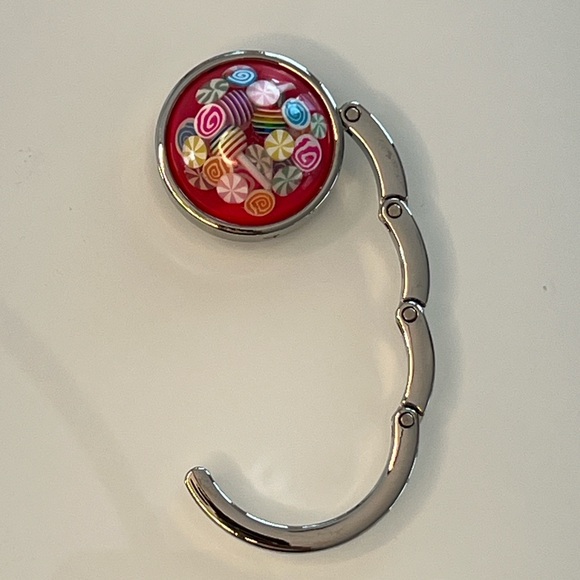 Foldable Bag Hook/Purse Hanger - Handmade - Candy - Fits Most Tables - Picture 4 of 8